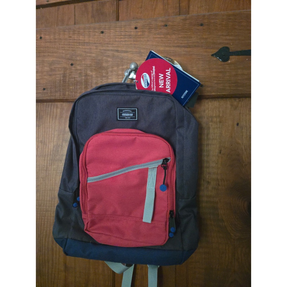 NWT - AMERICAN TOURISTER Keystone Backpack Charcoal Red / Laptop Tablet Bag